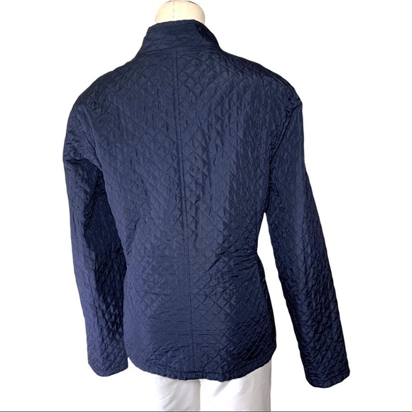 SPANNER Quilted Reversible Jacket Zip Up Sz L Navy Blue Anchors Pattern Pockets - Picture 3 of 15